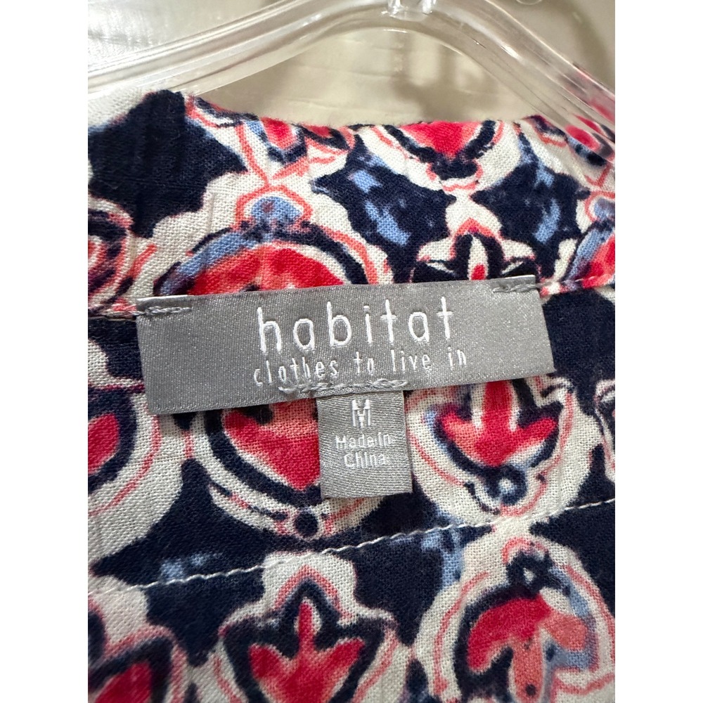 Habitat Medium Boho Indie Lagenlook Preppy Medallion Floral Button Down Shirt - Picture 4 of 5